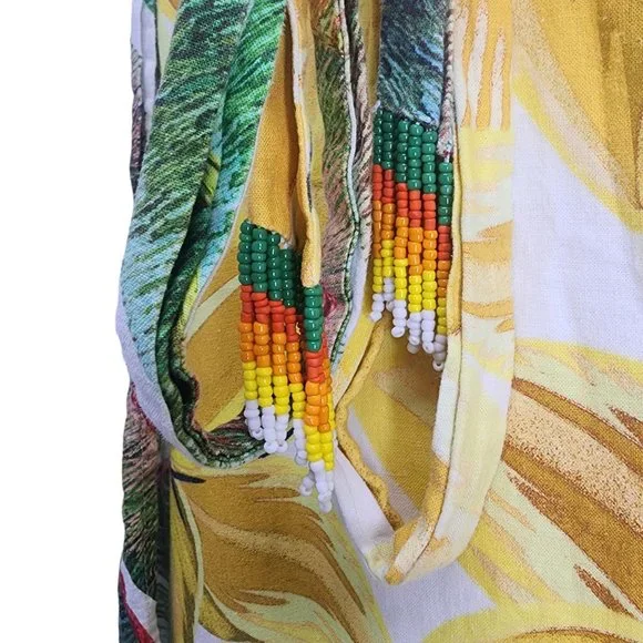 FARM Rio Azalea Forest Midi Wrap Skirt Women's Size M Beaded Tassel Tropical - Picture 4 of 11